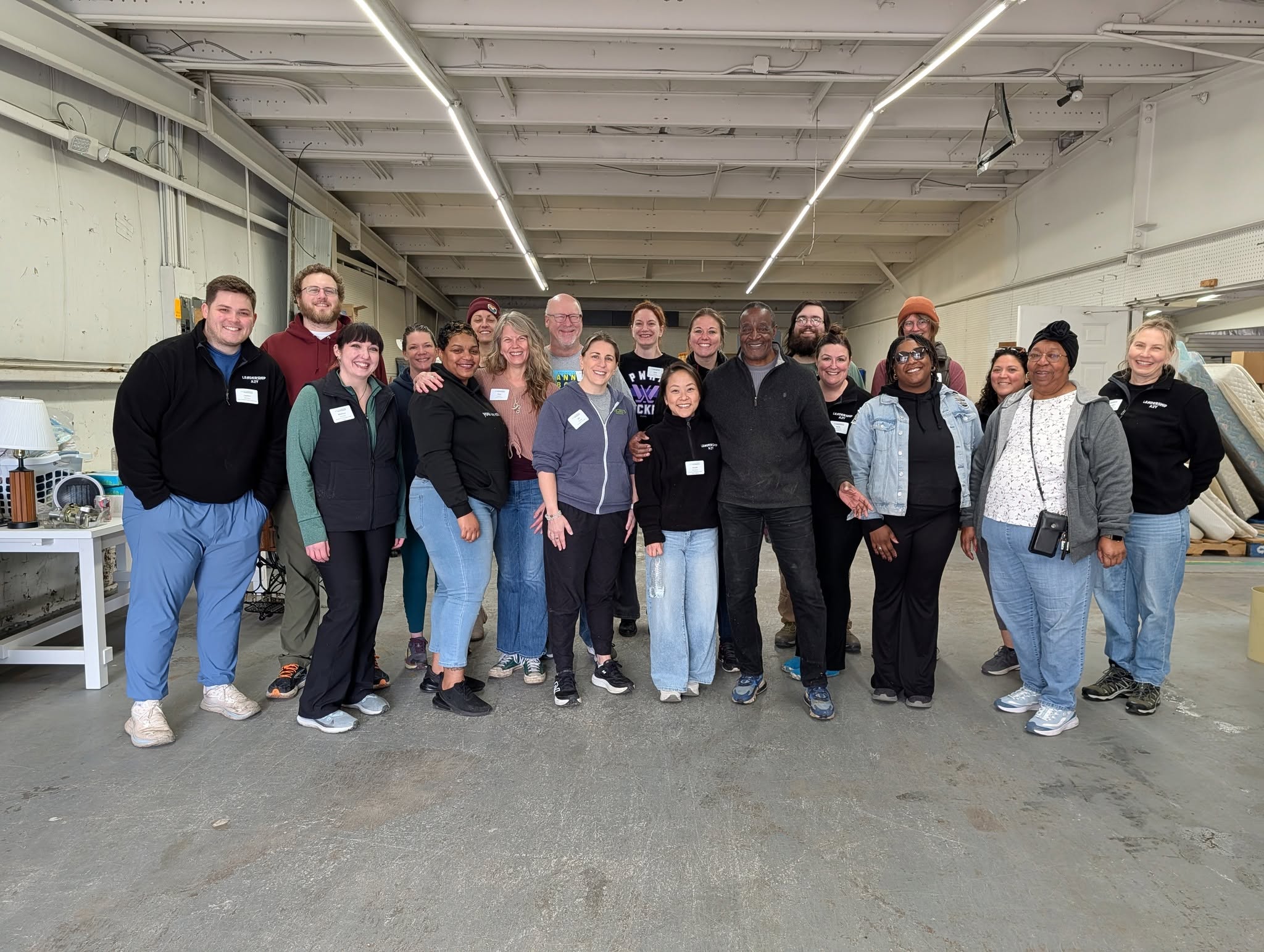 Volunteers at the Friends in Deed furniture warehouse